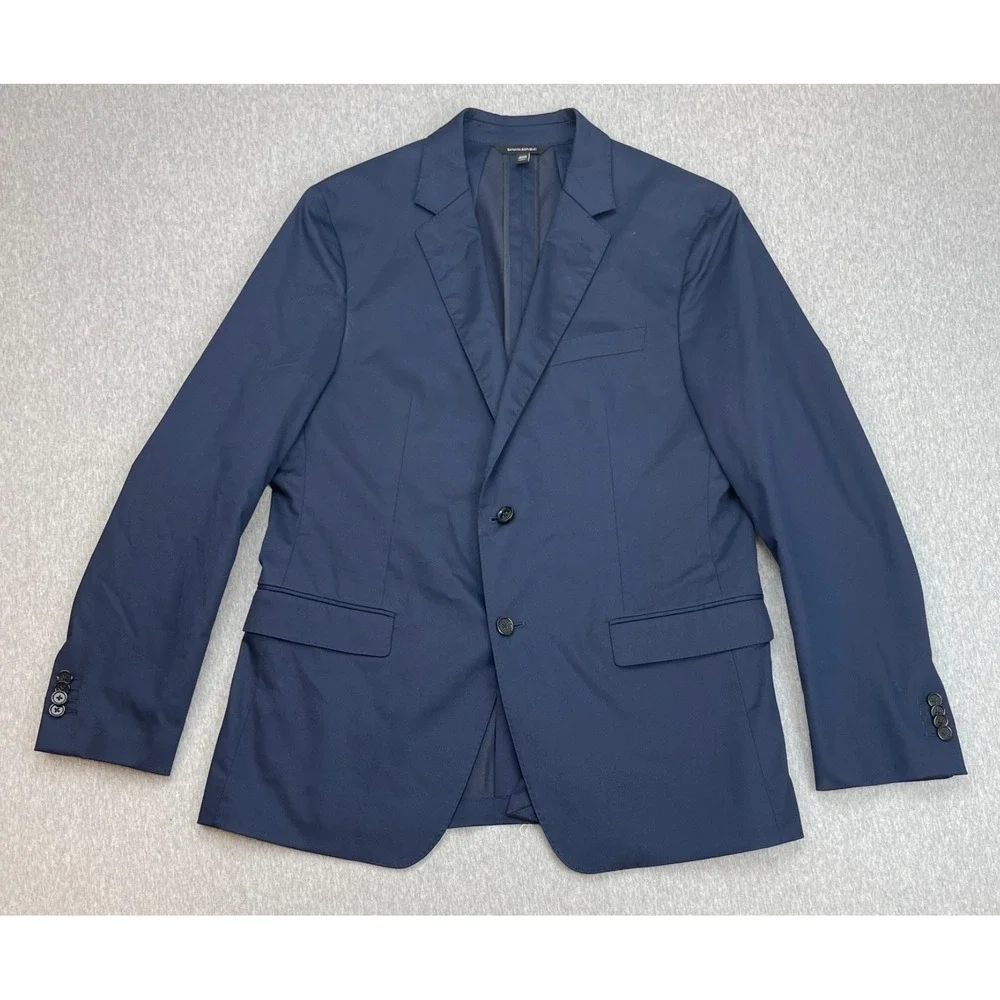 Banana Republic Blazer Mens 42R Navy Blue Cotton Blend Stretch Slim Fit 2-Button
